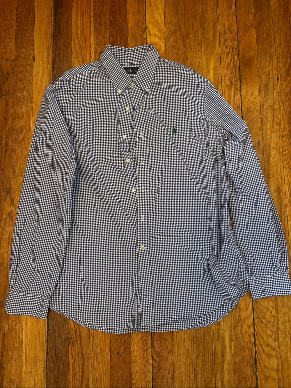 Ralph Lauren Navy and White Gingham Button-Down Shirt